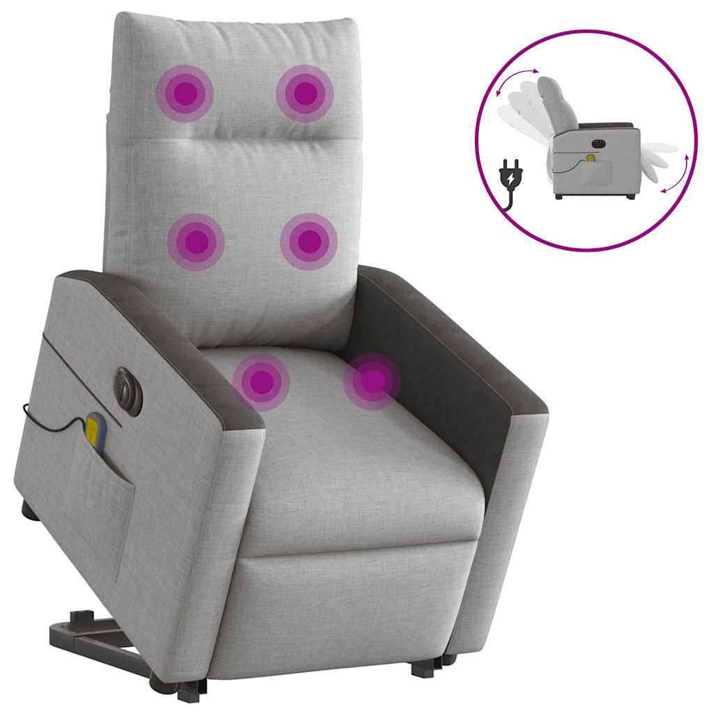 Fauteuil inclinable de massage électrique gris nuage tissu - XIOS