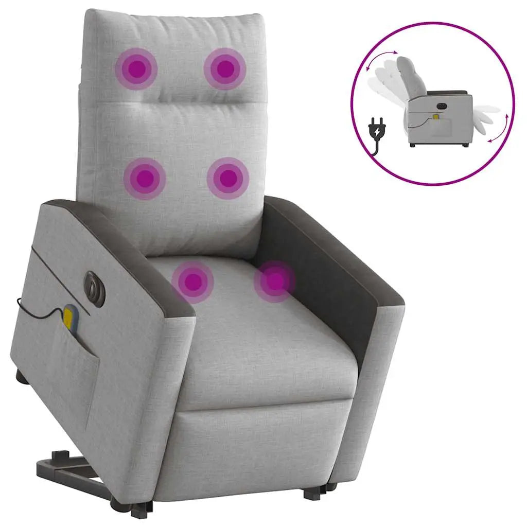 Fauteuil inclinable de massage électrique gris nuage tissu - XIOS