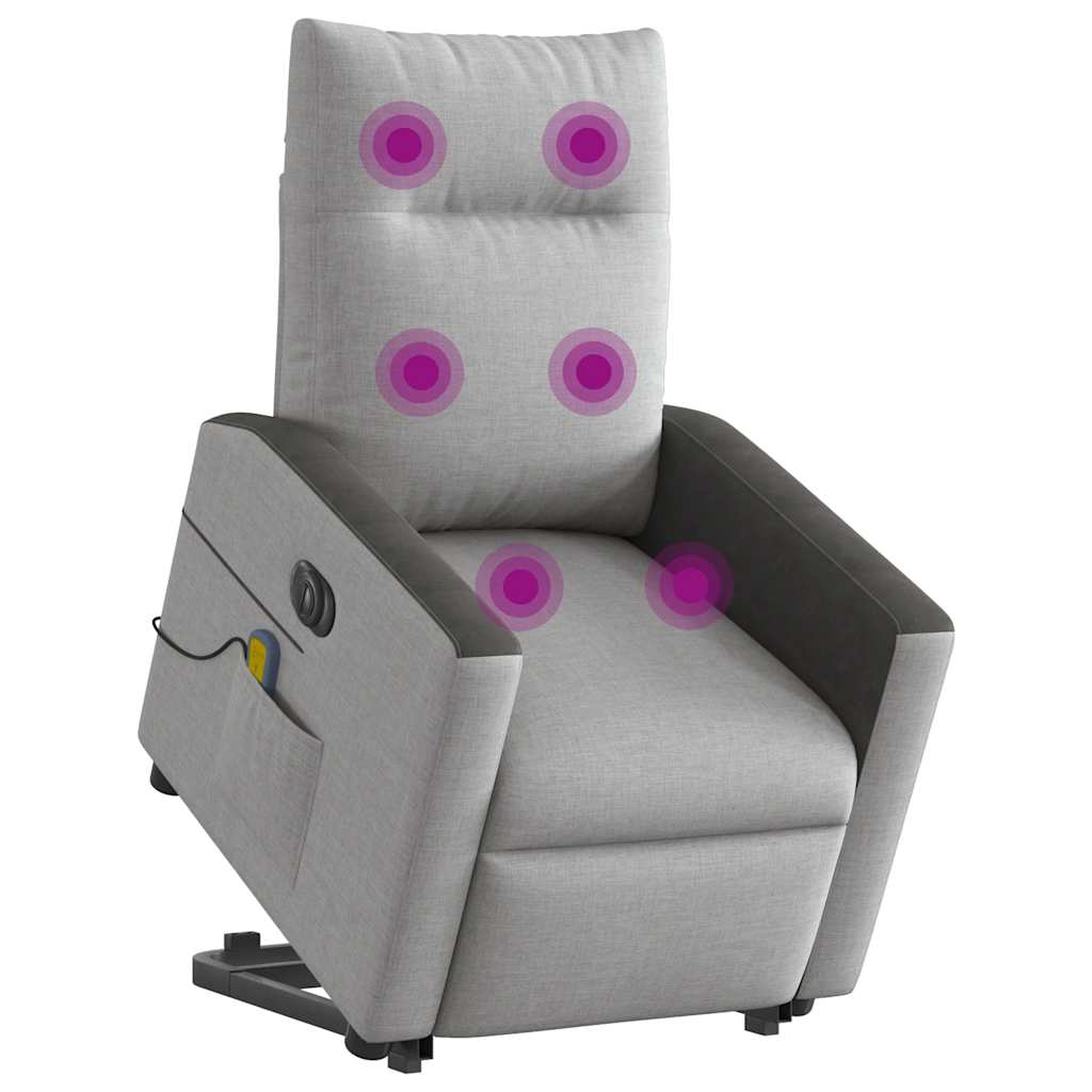 Fauteuil inclinable de massage électrique gris nuage tissu - XIOS