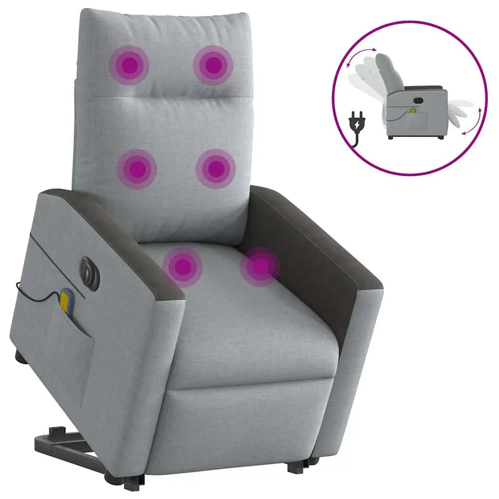 Fauteuil inclinable de massage électrique Gris clair Tissu - XIOS