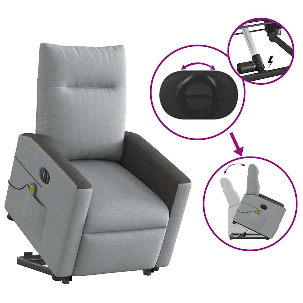Fauteuil inclinable de massage électrique Gris clair Tissu - XIOS