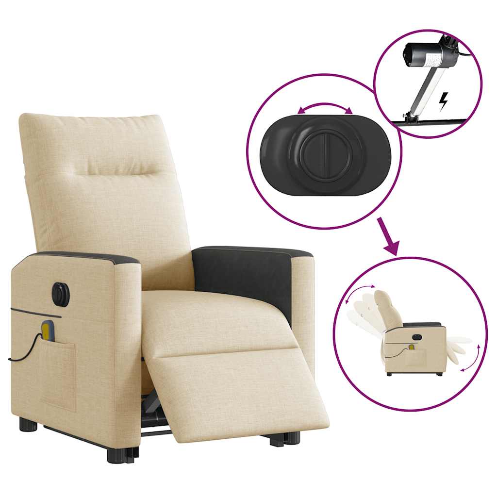 Fauteuil inclinable de massage électrique Crème Tissu - XIOS