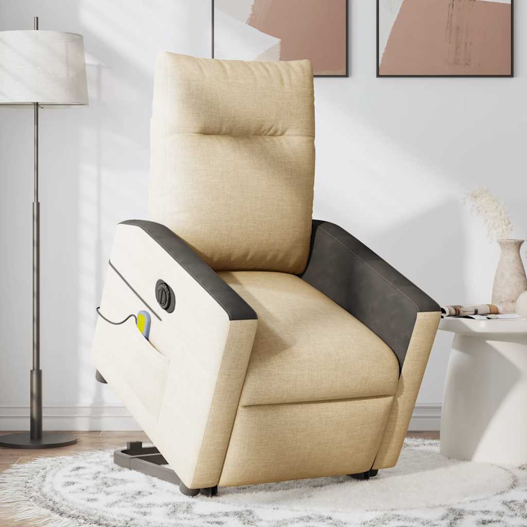 Fauteuil inclinable de massage électrique Crème Tissu - XIOS