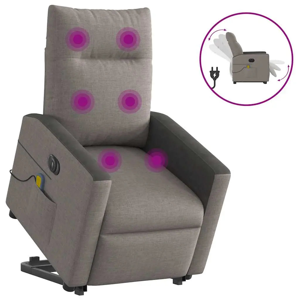 Fauteuil inclinable de massage électrique Taupe Tissu - XIOS
