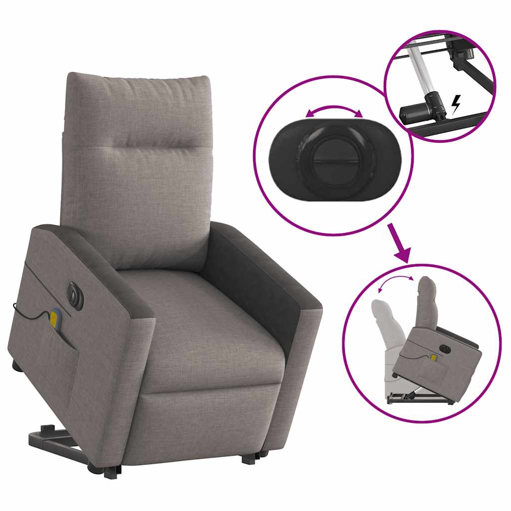 Fauteuil inclinable de massage électrique Taupe Tissu - XIOS