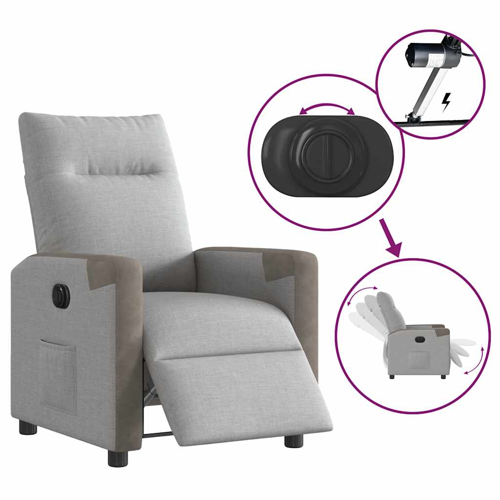 Fauteuil inclinable électrique gris nuage tissu - XIOS