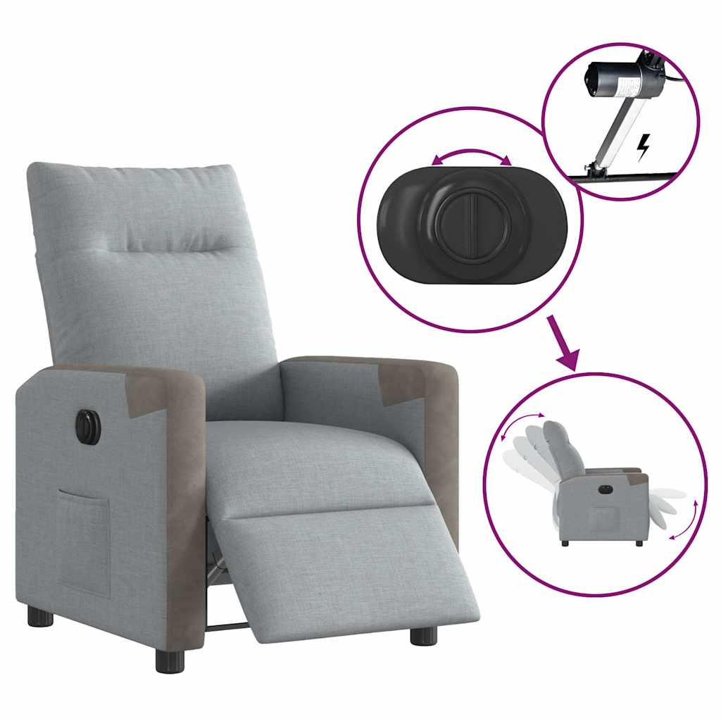 Fauteuil inclinable électrique Gris clair Tissu - XIOS