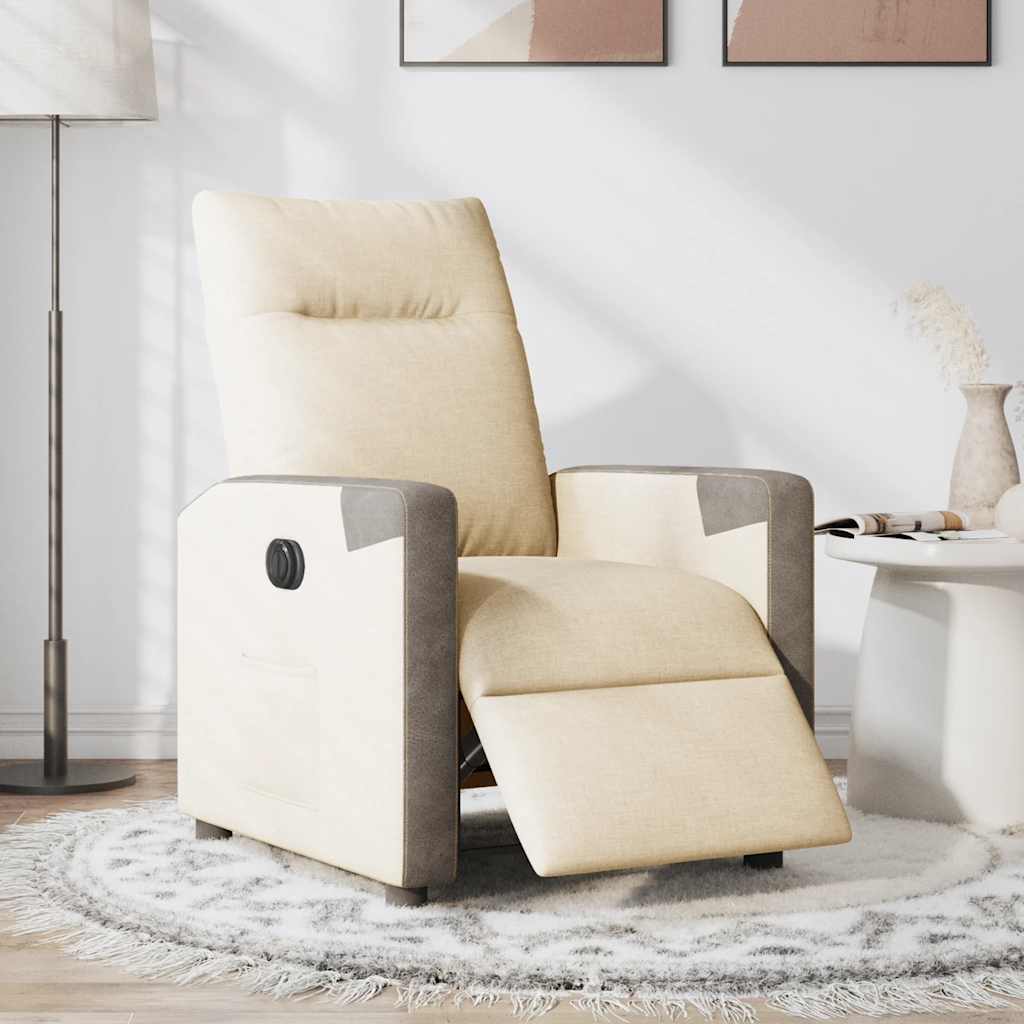 Fauteuil inclinable électrique Crème Tissu - XIOS