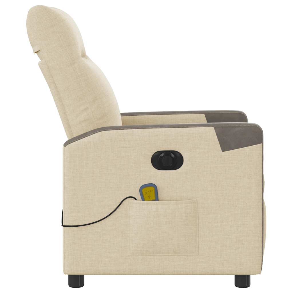 Fauteuil inclinable de massage électrique crème tissu - XIOS