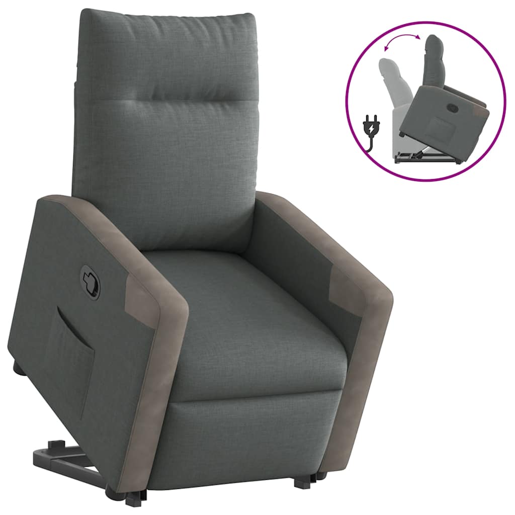 Fauteuil inclinable Gris foncé Tissu Fauteuils vidaXL