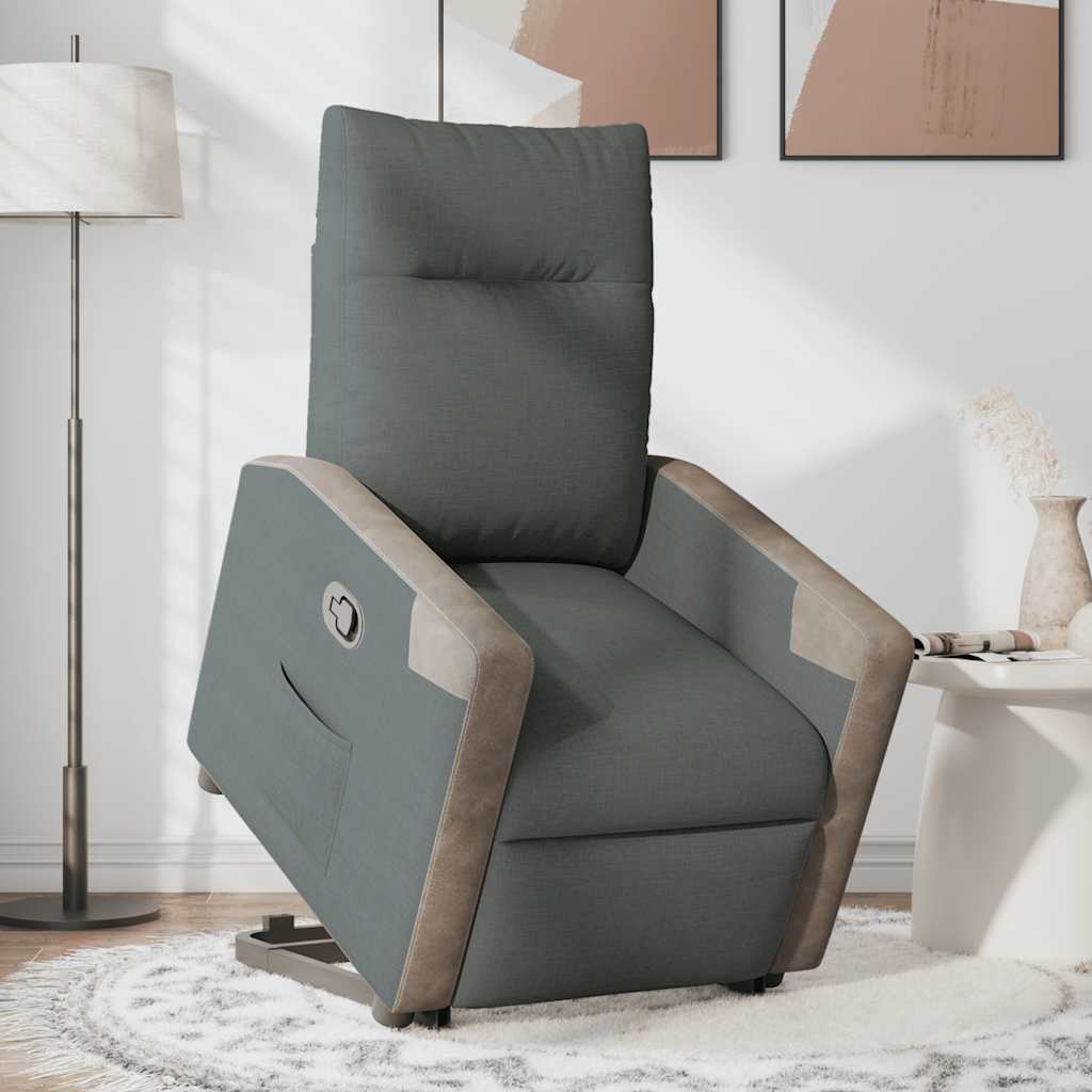 Fauteuil inclinable Gris foncé Tissu Fauteuils vidaXL