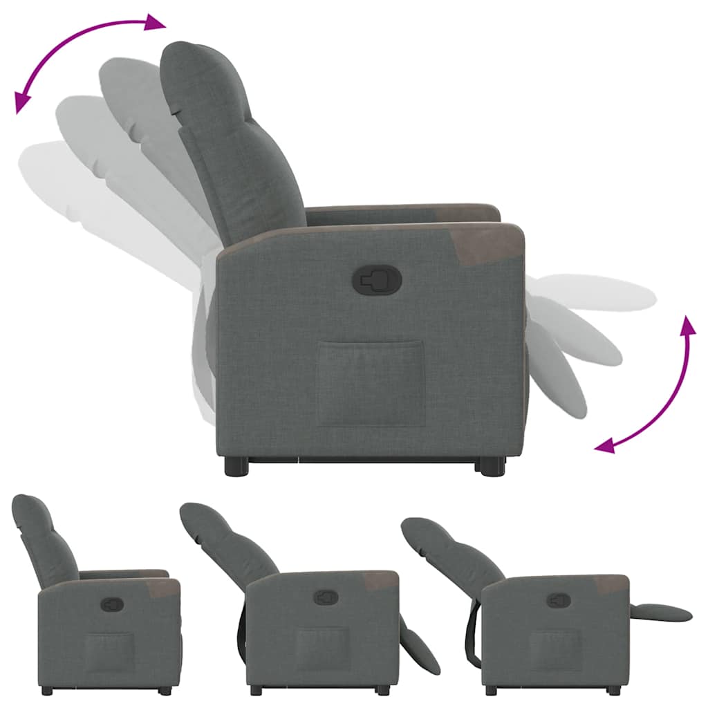 Fauteuil inclinable Gris foncé Tissu Fauteuils vidaXL