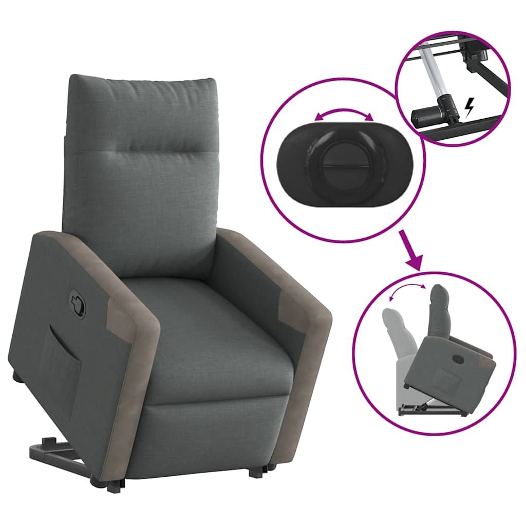 Fauteuil inclinable Gris foncé Tissu Fauteuils vidaXL