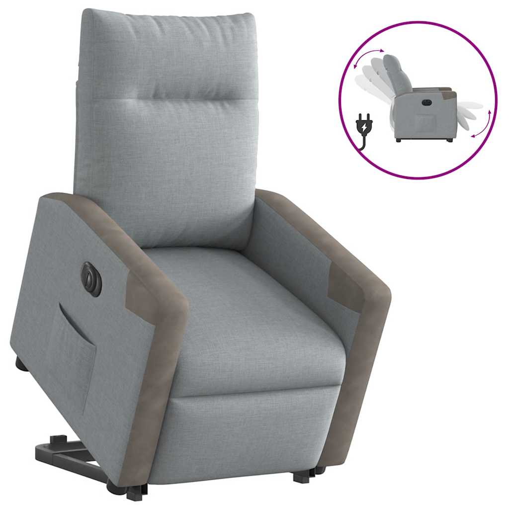 Fauteuil inclinable électrique gris clair tissu - XIOS