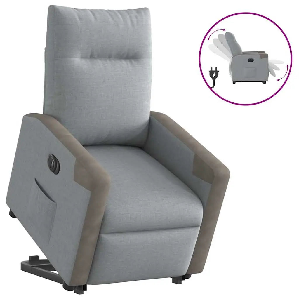 Fauteuil inclinable électrique gris clair tissu - XIOS