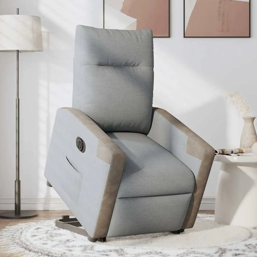 Fauteuil inclinable électrique gris clair tissu - XIOS