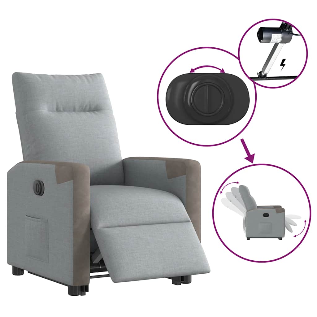 Fauteuil inclinable électrique gris clair tissu - XIOS
