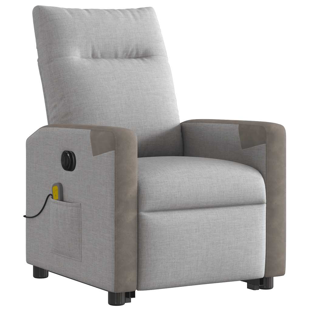 Fauteuil inclinable de massage électrique gris nuage tissu - XIOS