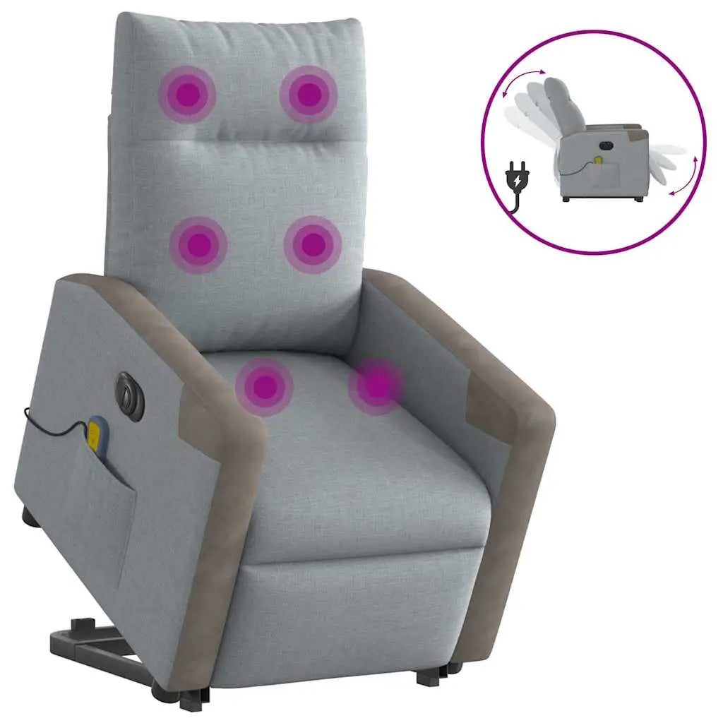 Fauteuil inclinable de massage électrique Gris clair Tissu - XIOS