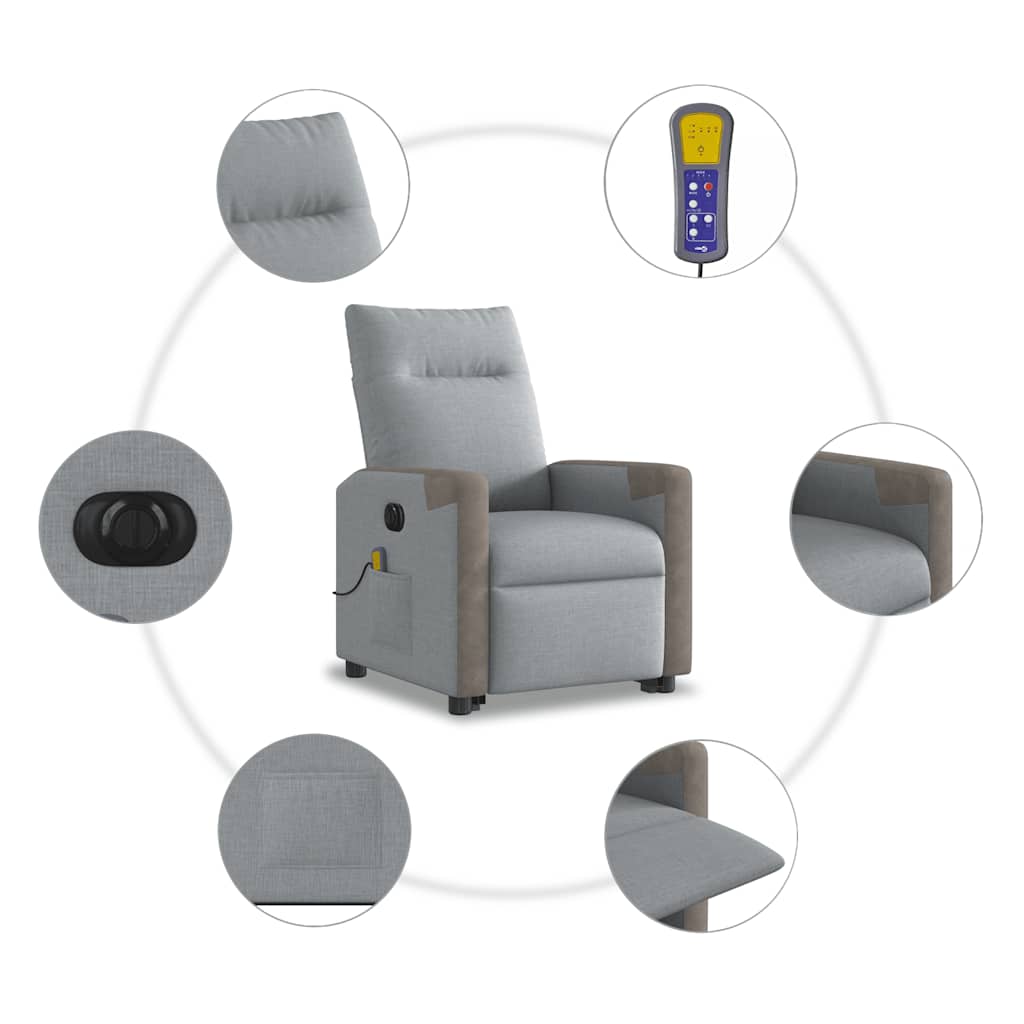 Fauteuil inclinable de massage électrique Gris clair Tissu - XIOS
