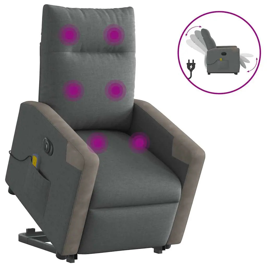 Fauteuil inclinable de massage électrique Gris foncé Tissu - XIOS