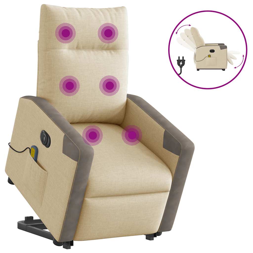 Fauteuil inclinable de massage électrique Crème Tissu - XIOS