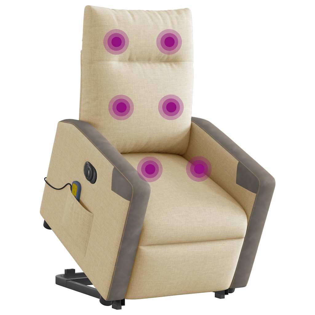 Fauteuil inclinable de massage électrique Crème Tissu - XIOS