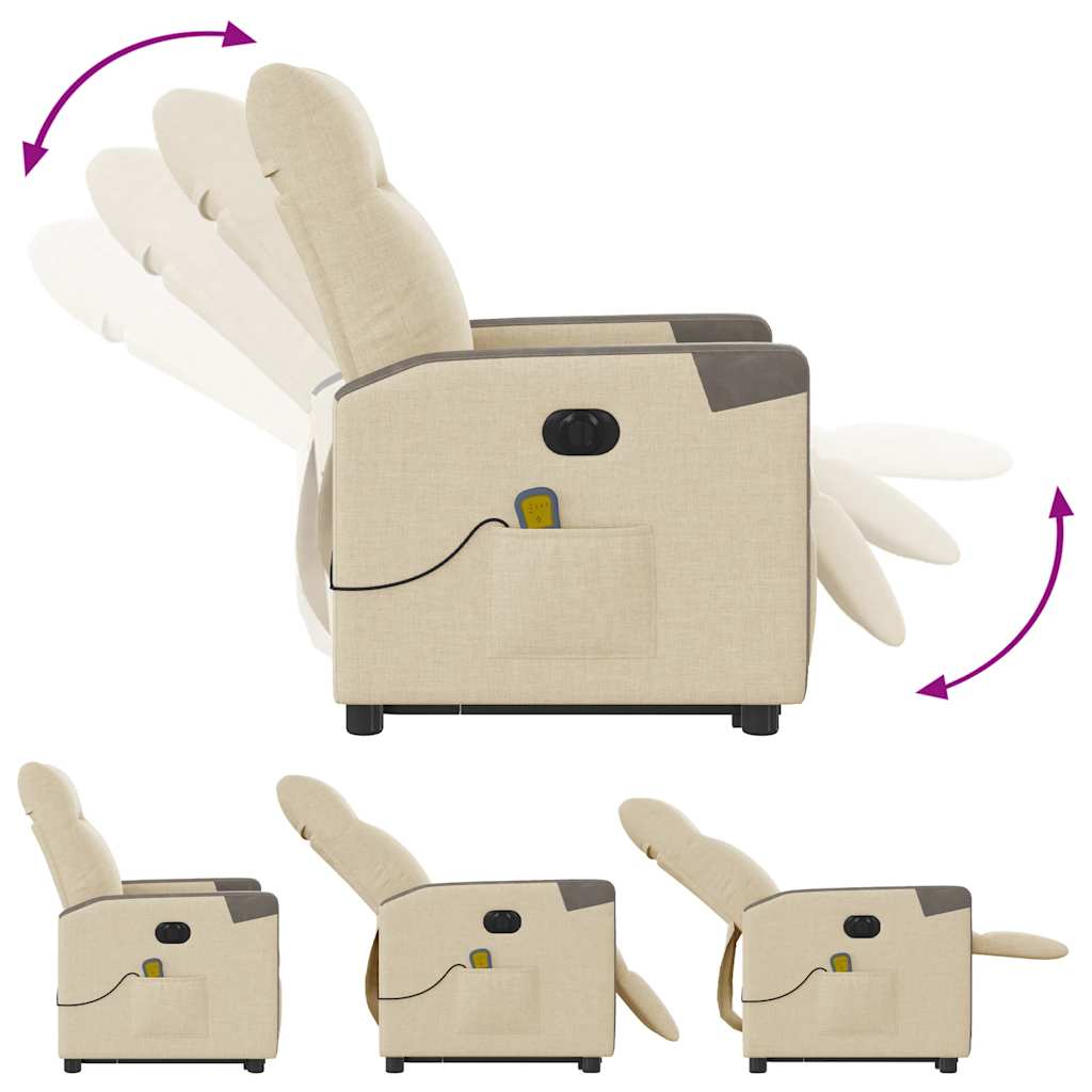 Fauteuil inclinable de massage électrique Crème Tissu - XIOS