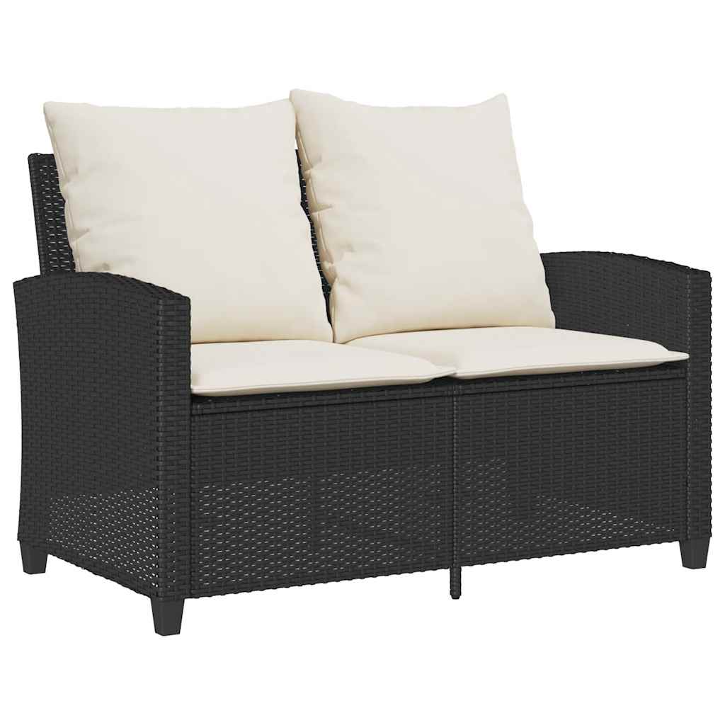 Ensemble de canapé de jardin 6 pcs avec coussins noir résine tressée