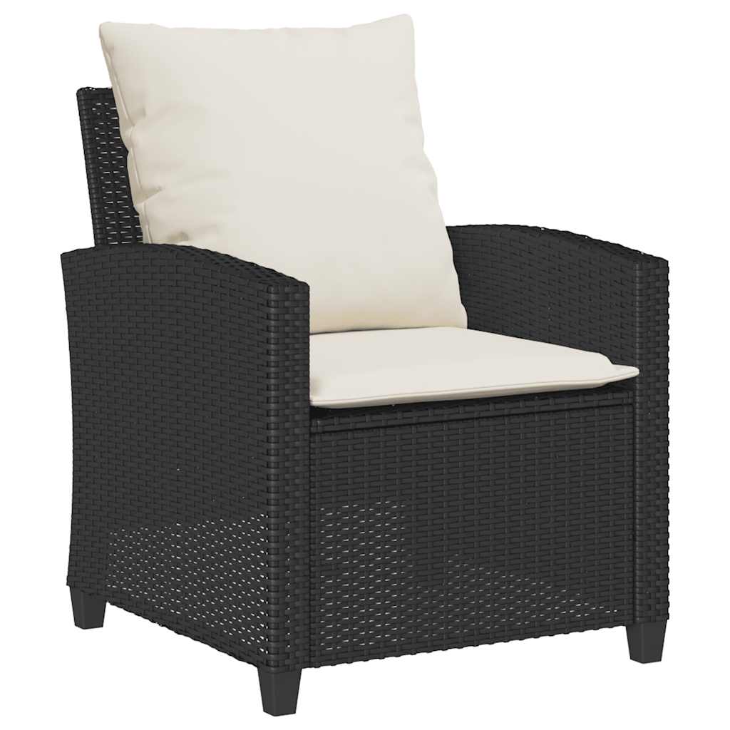 Ensemble de canapé de jardin 6 pcs avec coussins noir résine tressée