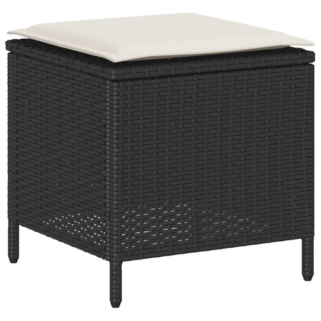 Ensemble de canapé de jardin 6 pcs avec coussins noir résine tressée