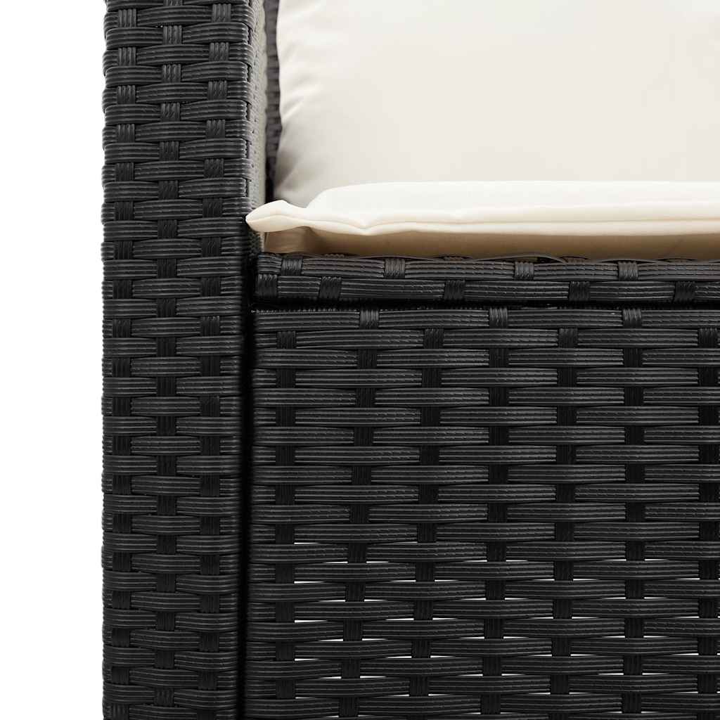 Ensemble de canapé de jardin 6 pcs avec coussins noir résine tressée
