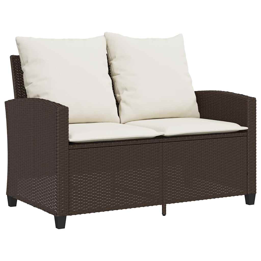 Ensemble de canapé de jardin 6 pcs avec coussins marron résine tressée