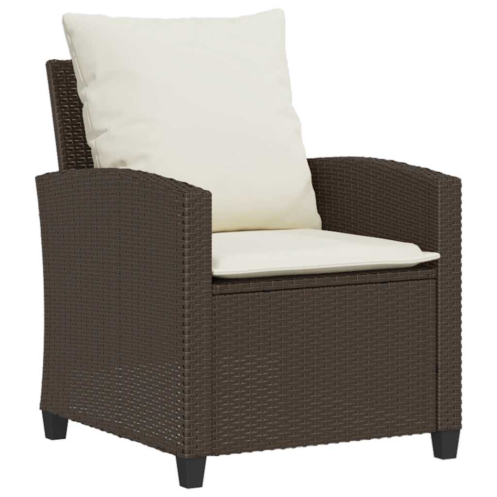 Ensemble de canapé de jardin 6 pcs avec coussins marron résine tressée