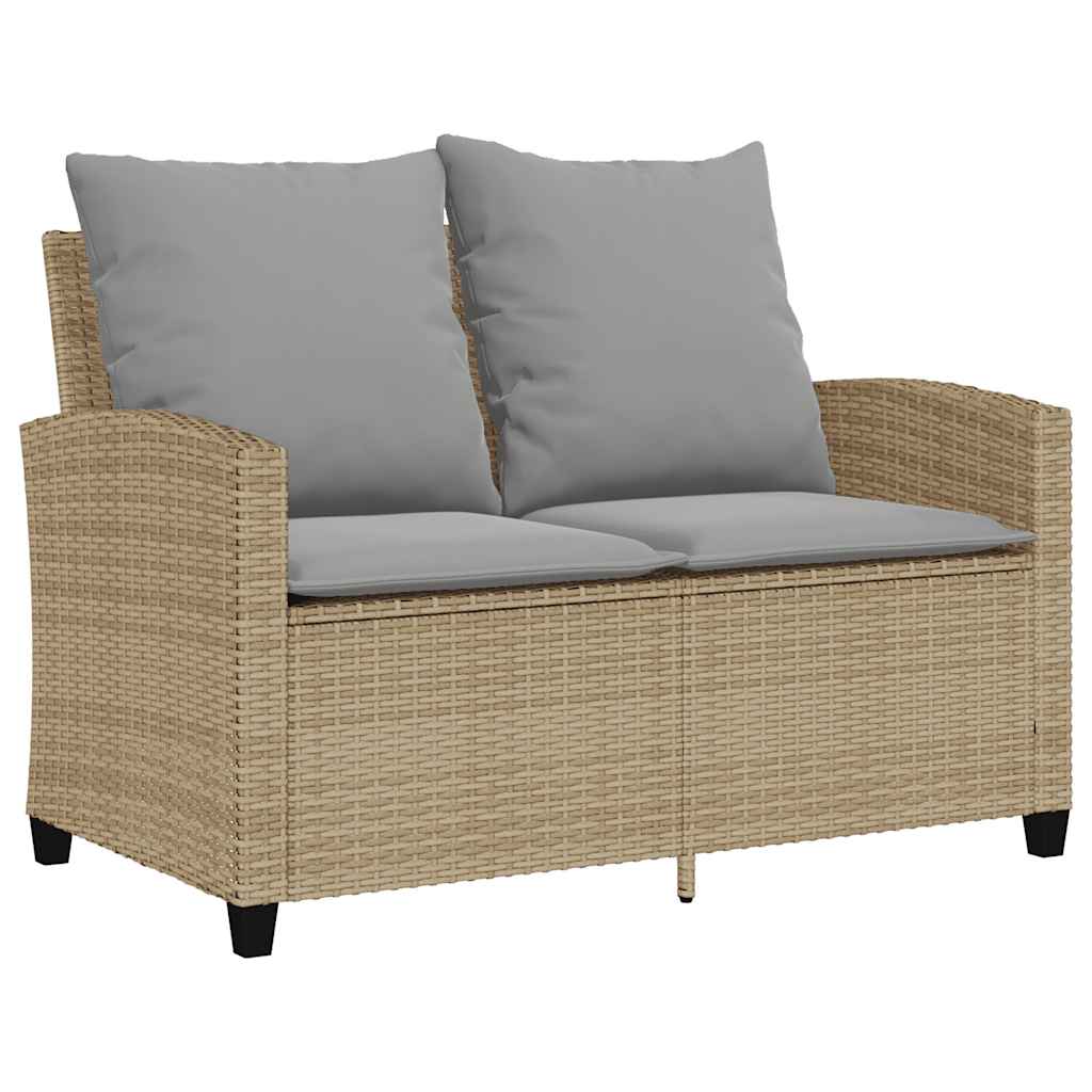 Ensemble de canapé de jardin 6 pcs avec coussins beige résine tressée