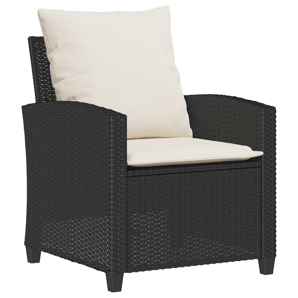 Ensemble de canapé de jardin 6 pcs avec coussins noir résine tressée