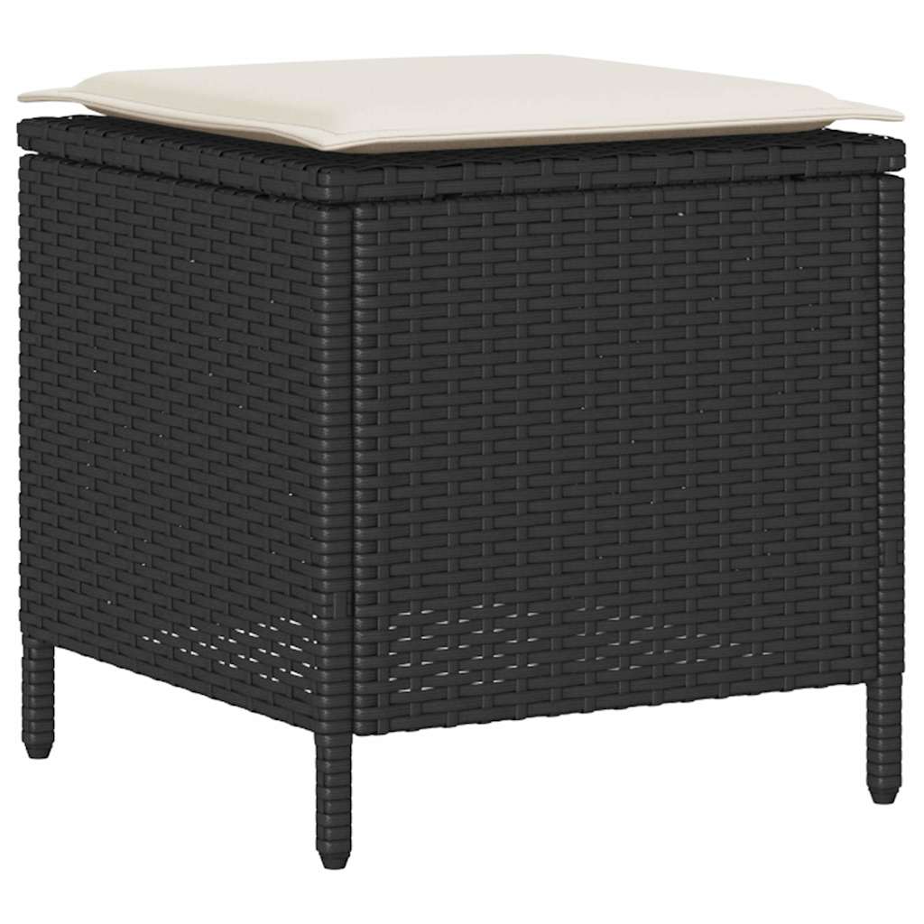 Ensemble de canapé de jardin 6 pcs avec coussins noir résine tressée