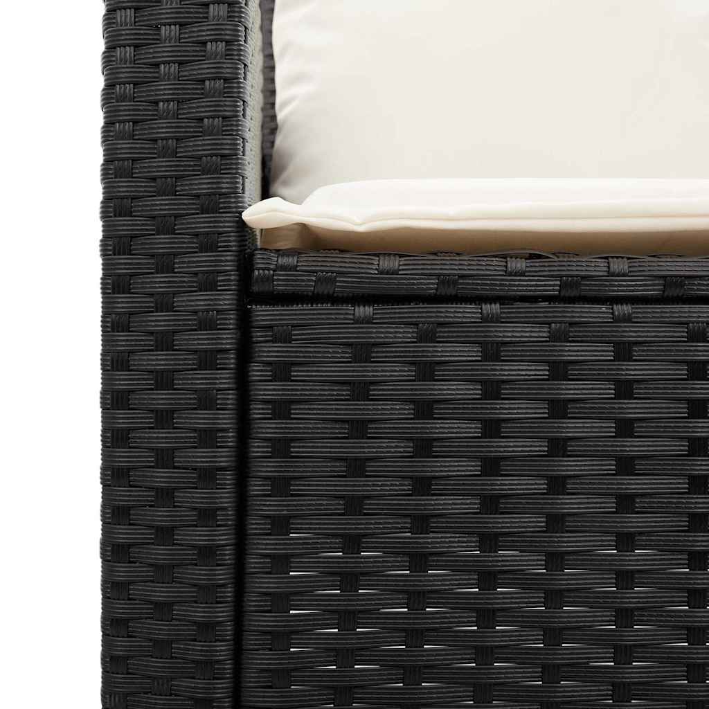 Ensemble de canapé de jardin 6 pcs avec coussins noir résine tressée