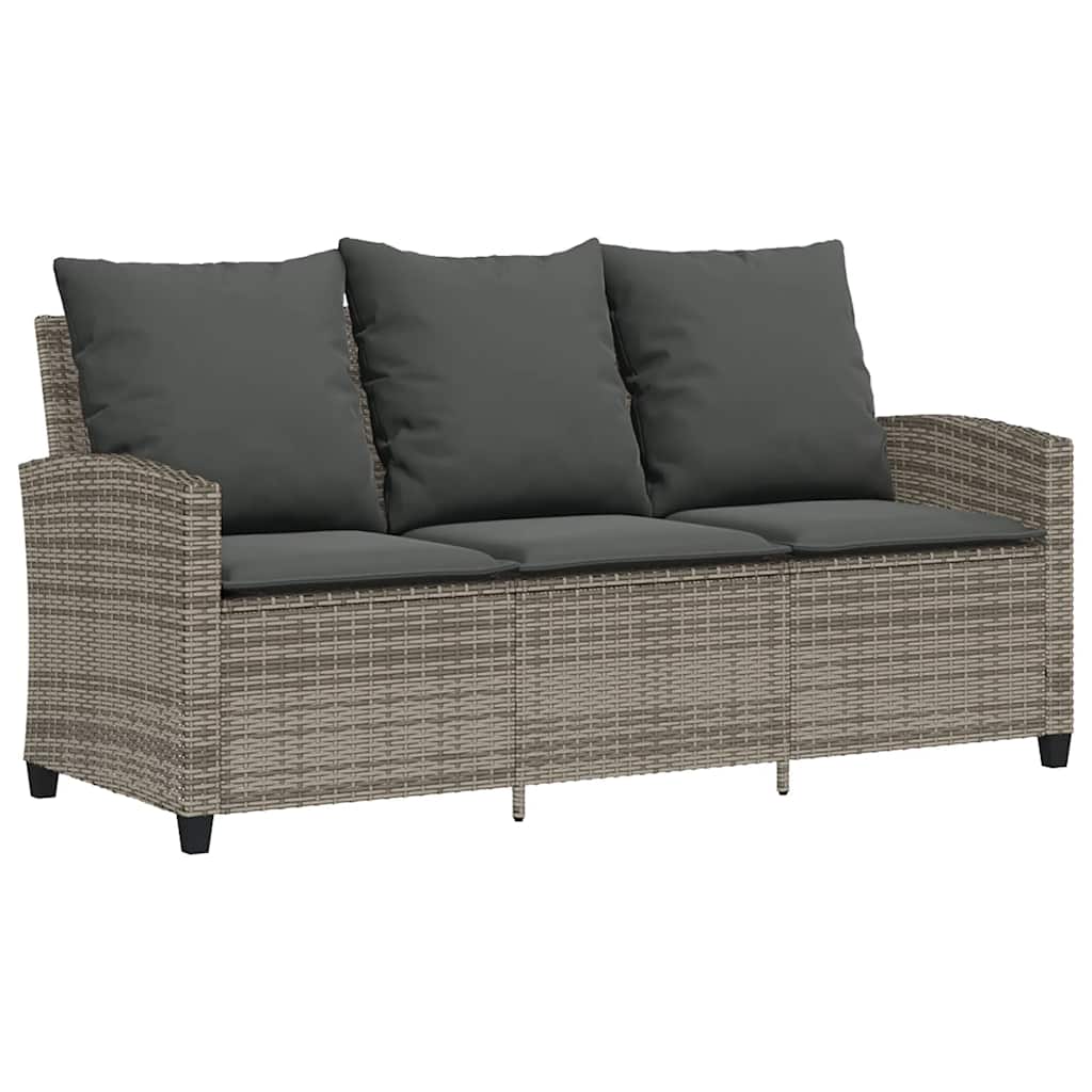 Ensemble de canapé de jardin 6 pcs avec coussins gris résine tressée