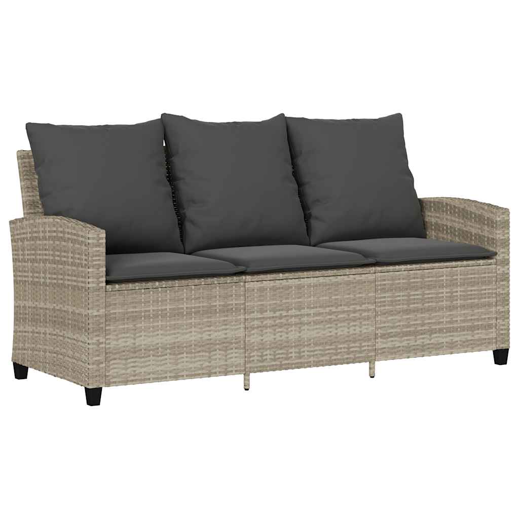 Ensemble de canapé de jardin 6 pcs avec coussins gris résine tressée clair