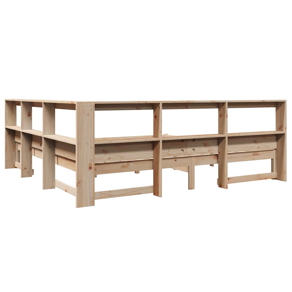 Lit bibliothèque sans matelas 200x200 cm bois massif de pin - XIOS