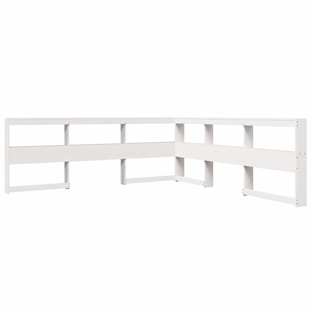 Lit bibliothèque sans matelas blanc 200x200 cm bois pin massif - XIOS