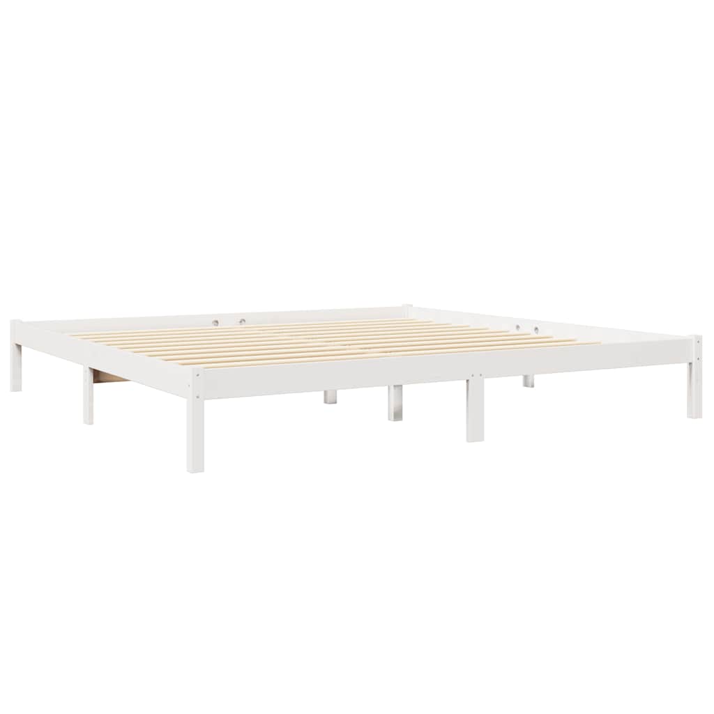 Lit bibliothèque sans matelas blanc 200x200 cm bois pin massif - XIOS