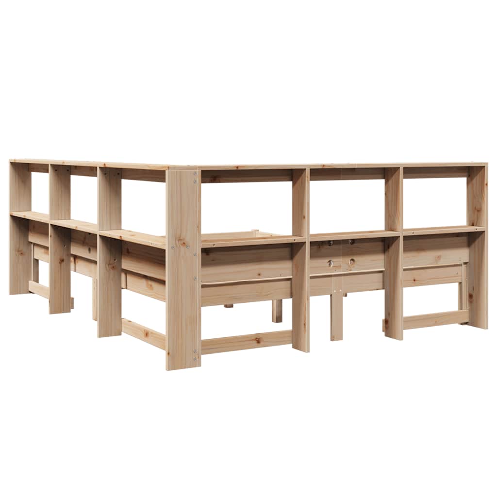 Lit bibliothèque sans matelas 160x200 cm bois massif de pin - XIOS