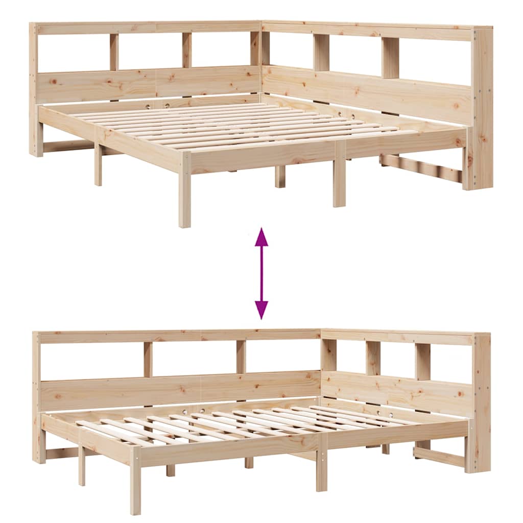 Lit bibliothèque sans matelas 150x200 cm bois massif de pin - XIOS