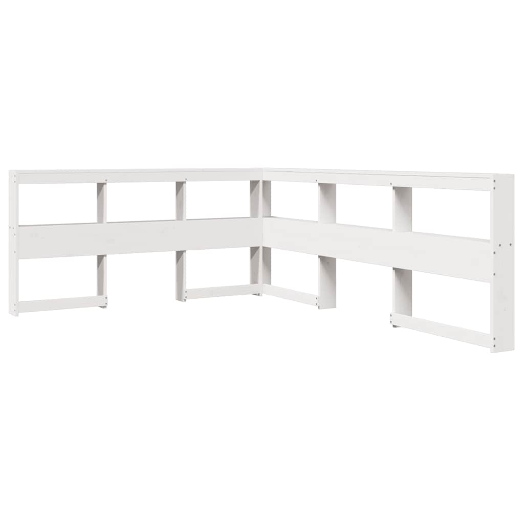 Lit bibliothèque sans matelas blanc 150x200 cm bois pin massif - XIOS