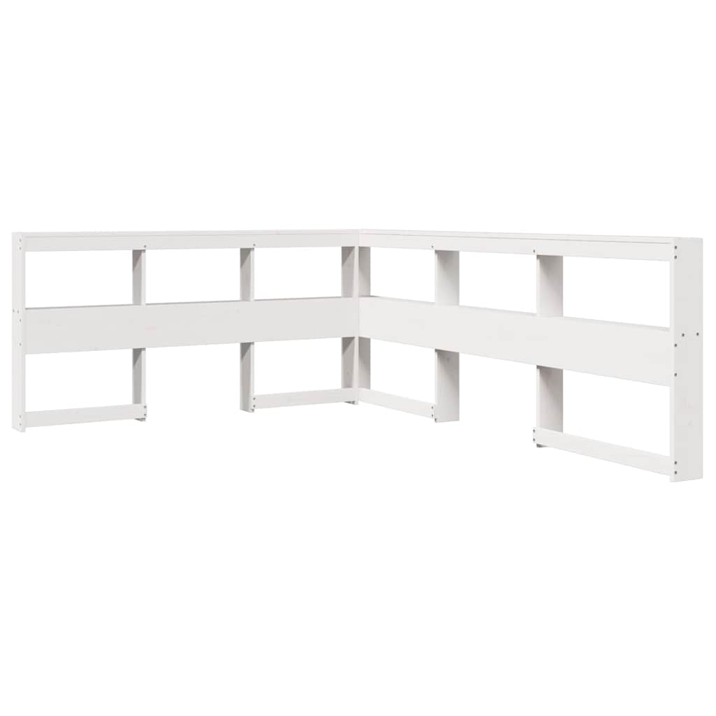 Lit bibliothèque sans matelas blanc 140x200 cm bois pin massif - XIOS