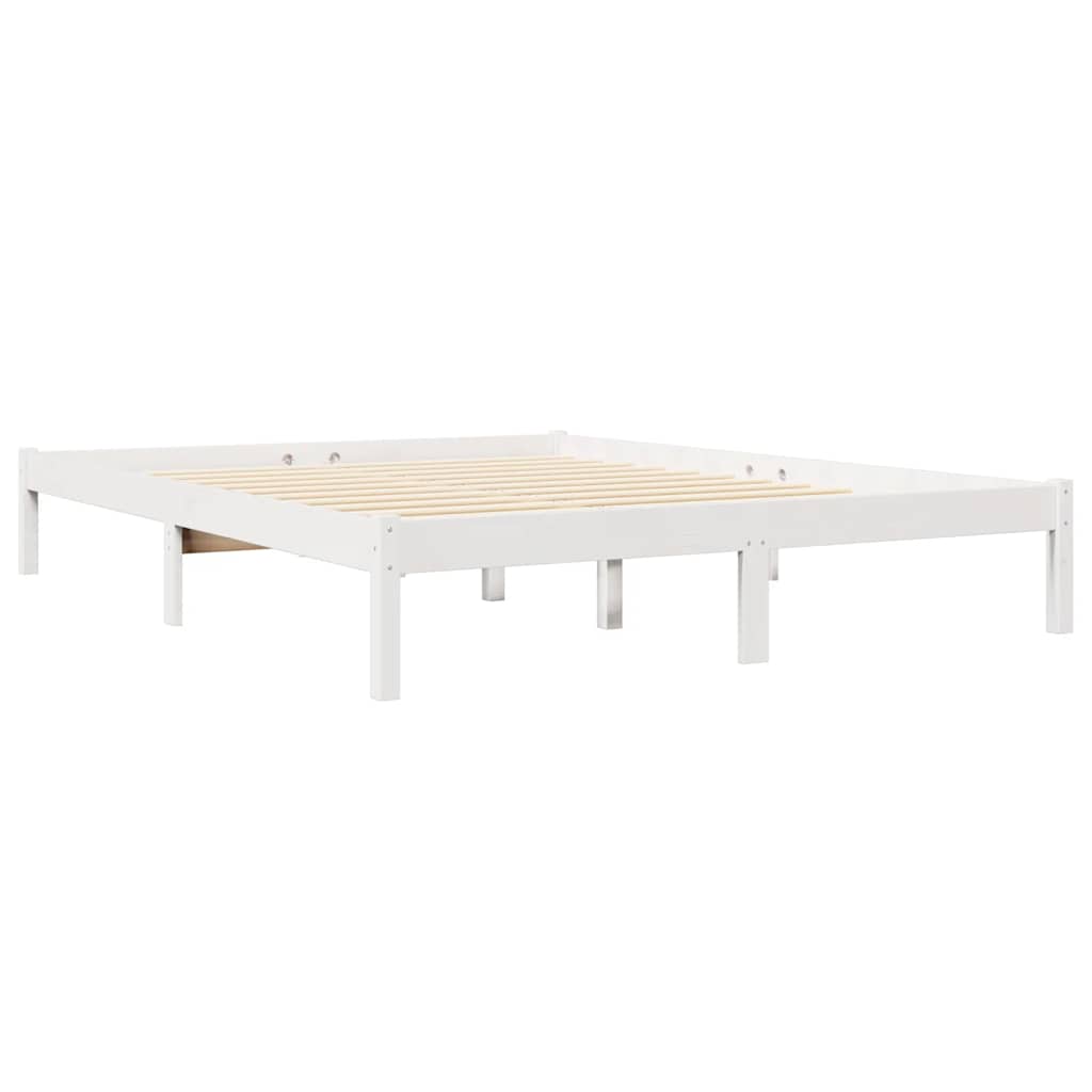 Lit bibliothèque sans matelas blanc 140x200 cm bois pin massif - XIOS