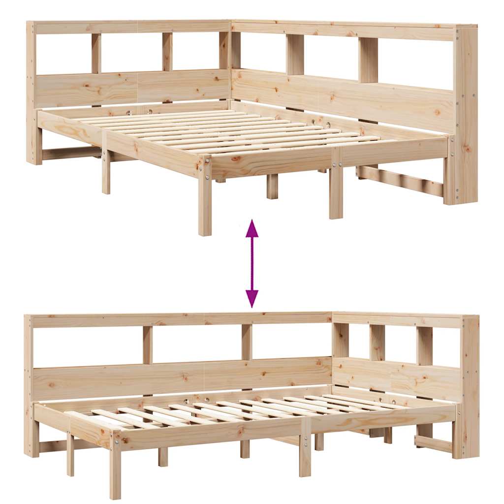 Lit bibliothèque sans matelas 120x200 cm bois de pin massif - XIOS