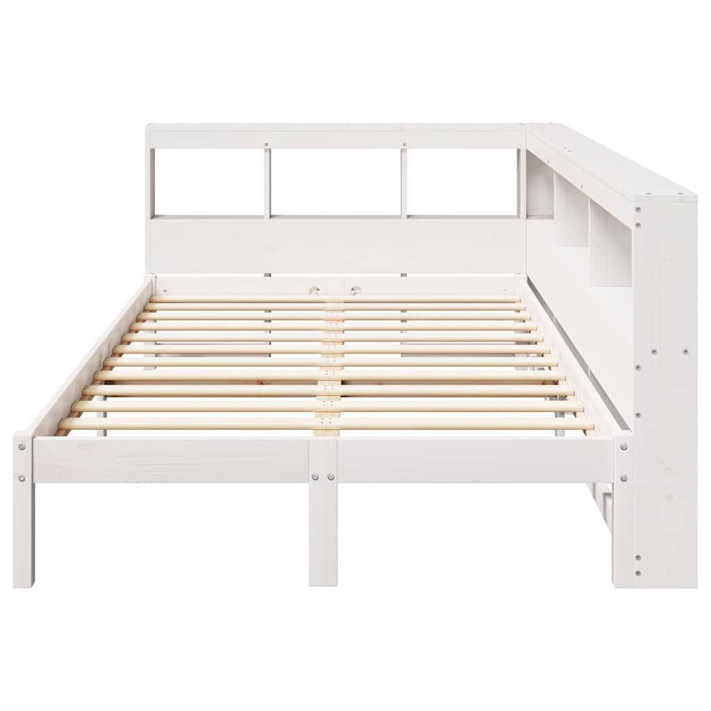 Lit bibliothèque sans matelas blanc 120x200 cm bois pin massif - XIOS